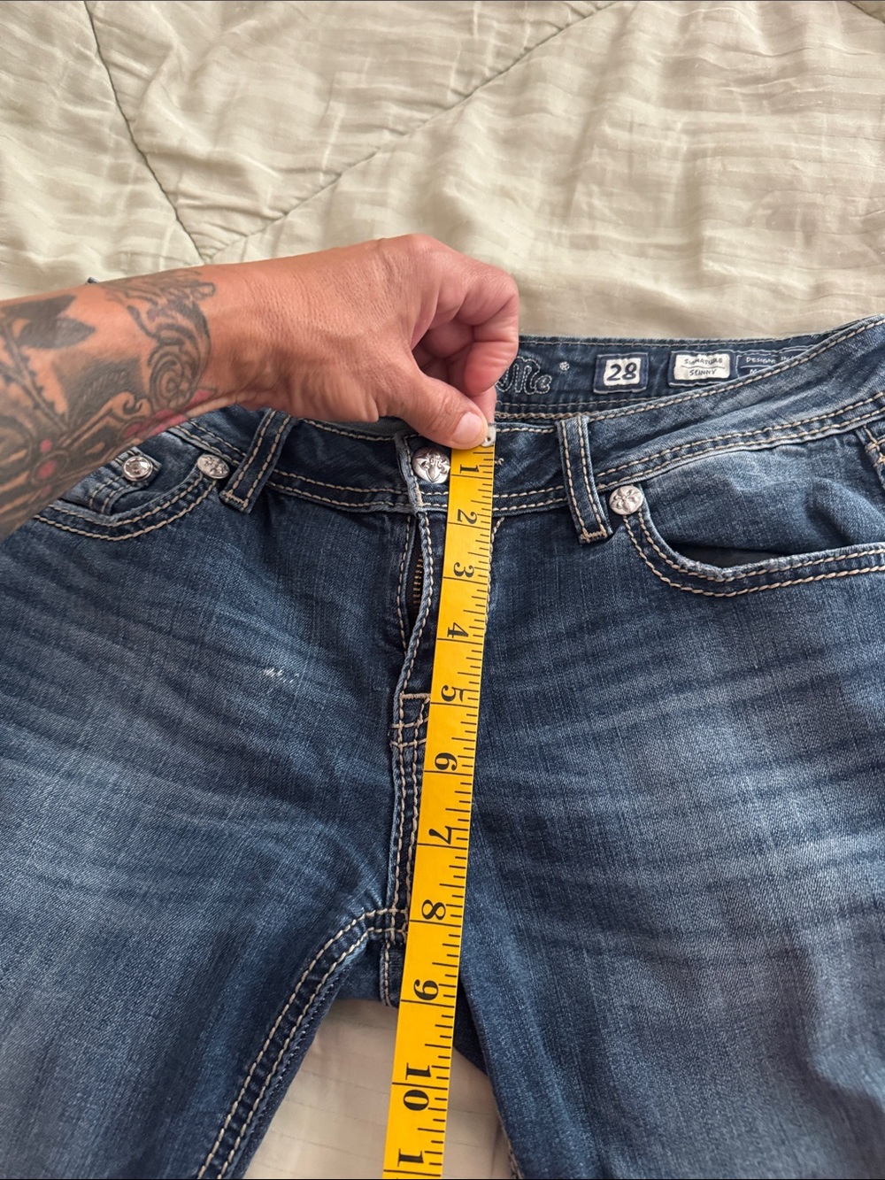 Miss Me Blue Skinny Jeans with Embroidered Back Pockets - Picture 4 of 8